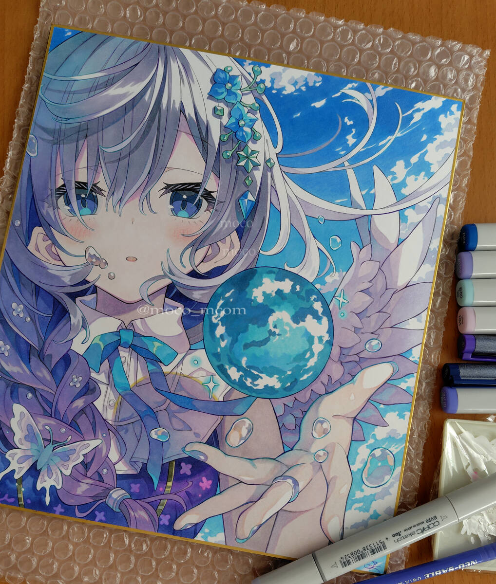 aページ/手描きイラスト/イラストオーダー/イラスト原画 ア*中様 ☆オリジナル手描きイラスト☆原画一点物☆ミニ色紙☆No.13