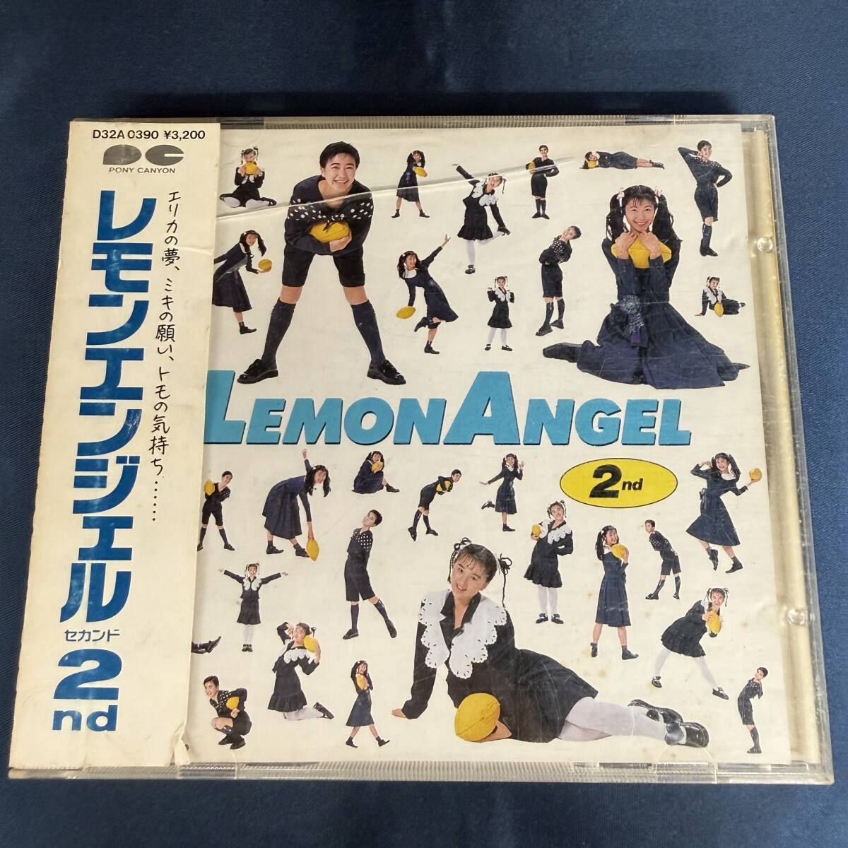 B2　ポスター　レモンエンジェル 中古】レモンエンジェル帯付LP2枚(ファースト:付録付'87+セカンド:'88
