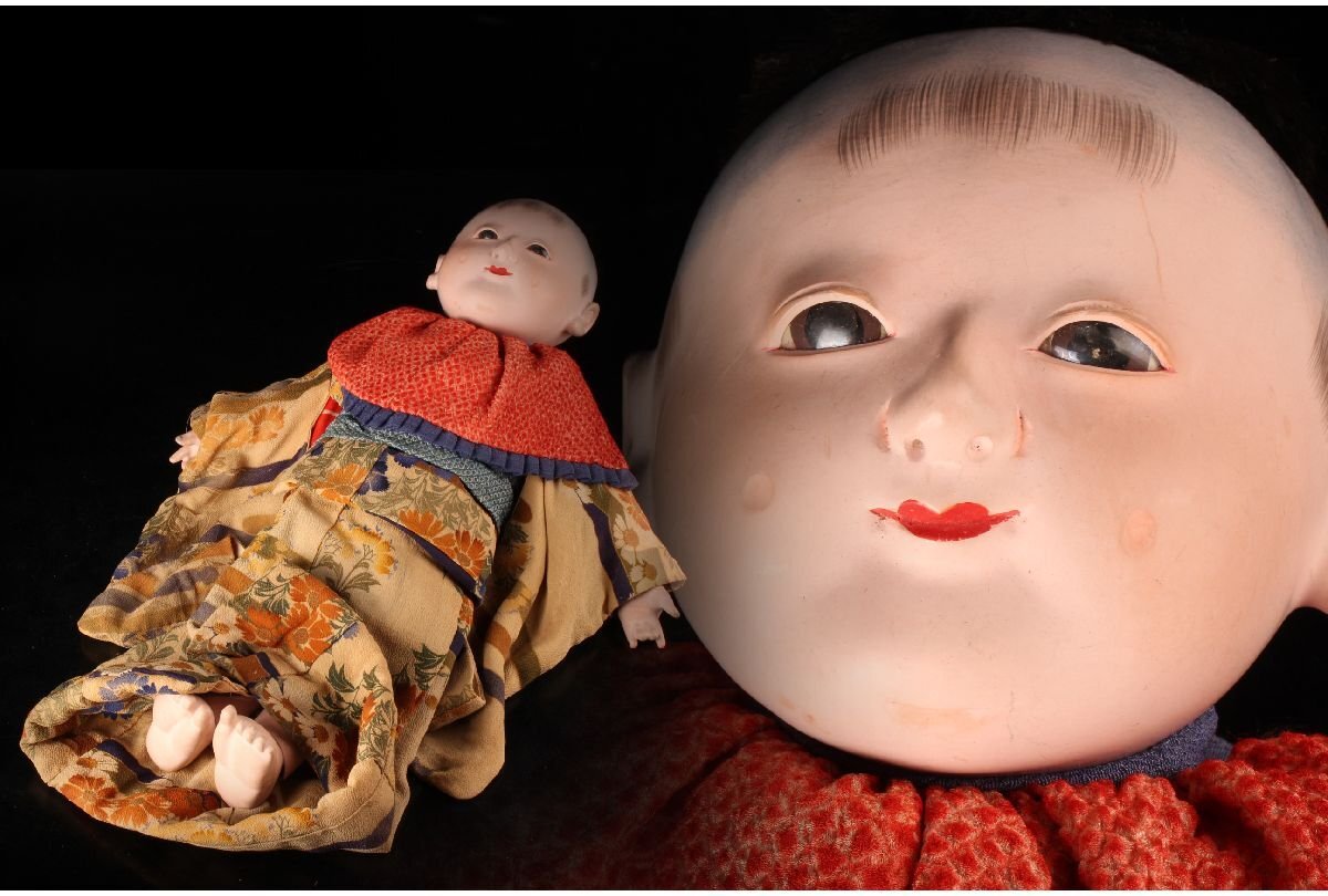 市松人形　昭和初期　柳水顔　４５ｃｍ位　人形液 中古】即決！◇ 市松人形 女の子 53cm 【柳水】 人形液使用 ◇の落札