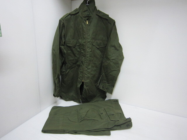 1997年製 防衛庁 官給品 旧型 陸上自衛隊 作業服上衣 OD色 希少品 □陸上自衛隊 制服 上下 帽子付 夏服 71式 桜Qマーク 1973年 帝国繊維