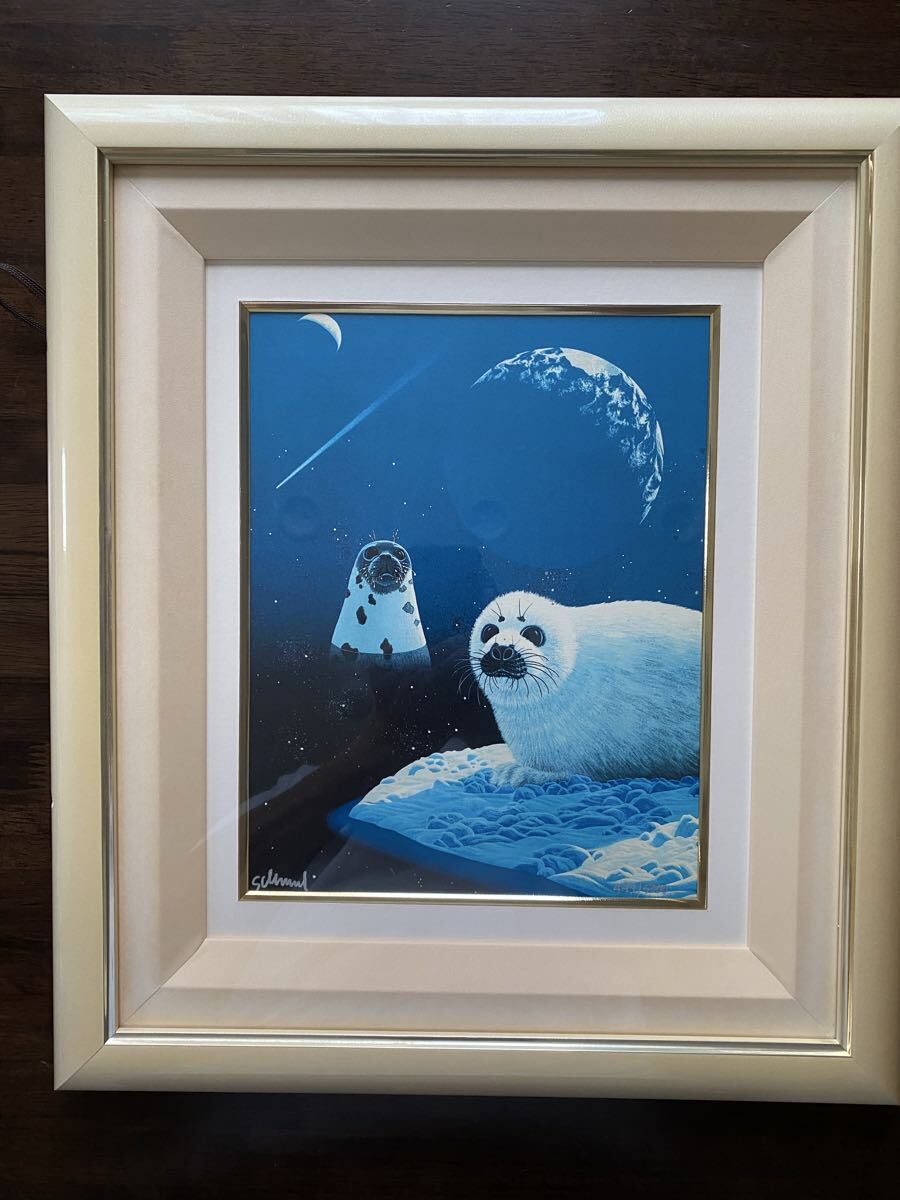 中古】V597[版画]シム・シメール『沈んだ宝物』大型 額装*海 地球の