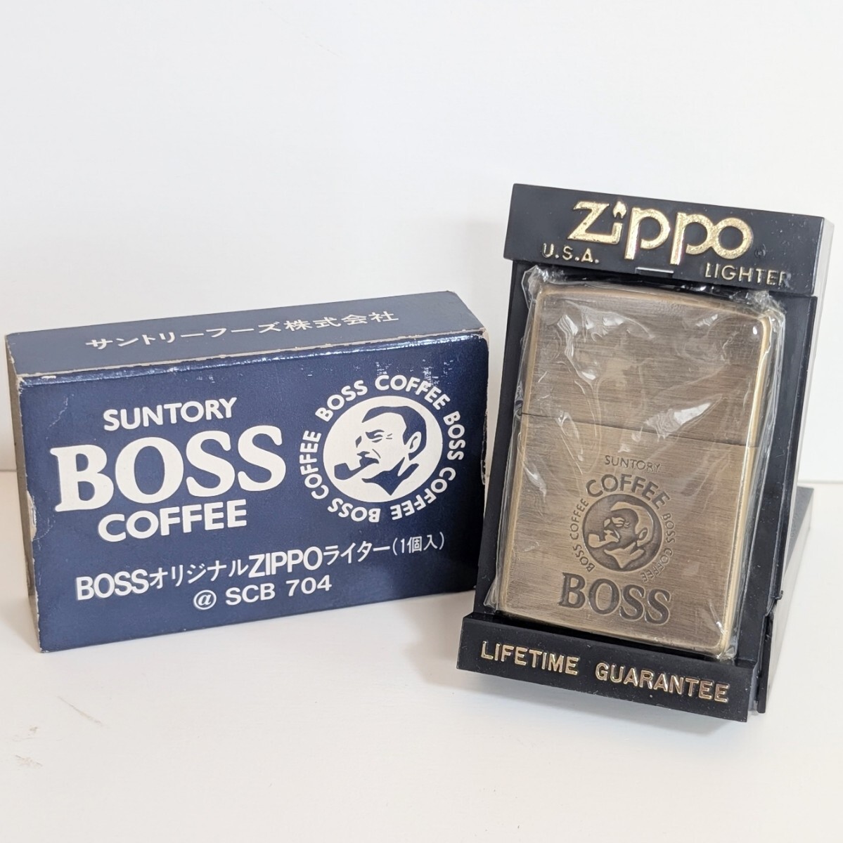 ◇ SUNTORY BOSS COFFEE ◇ 背面BIGロゴ刺繍 牛革 袖革 サントリー