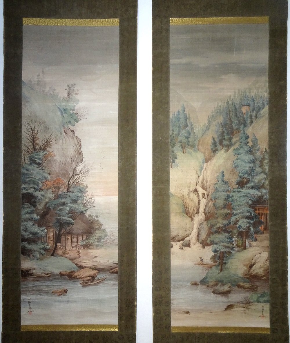 真作】□葛飾北斎□桜花美人図□二重箱□号為一□江戸時代の浮世絵師