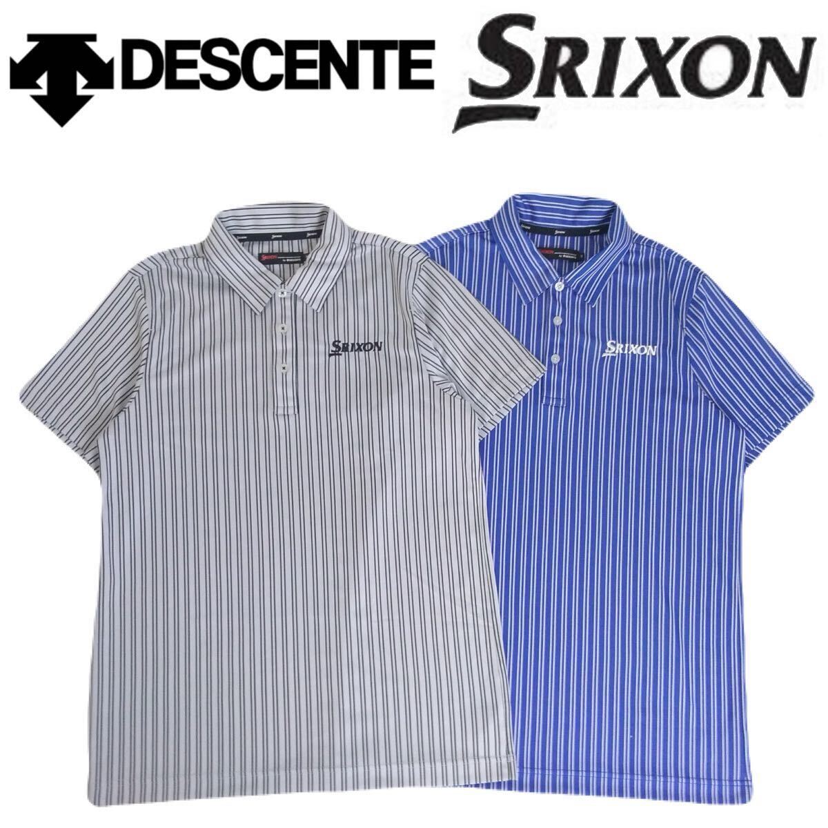 SRIXON LEXUS スリクソン レクサス ポロシャツ 白 ストライプ柄 Mの