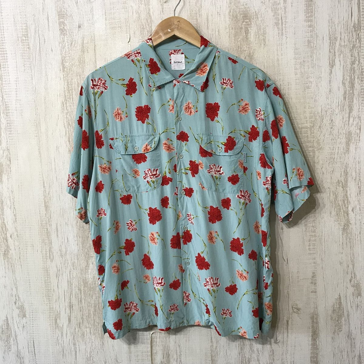美品 レア柄○カールヘルム アロハシャツ レーヨン100％ 半袖シャツ