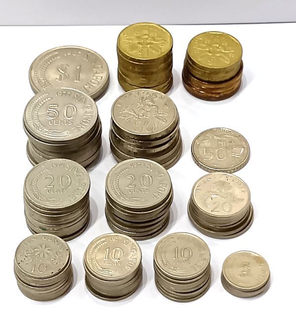 シンガポール 硬貨 6種類 1＄ 50セント 20セント 10セント 1ドル硬貨の