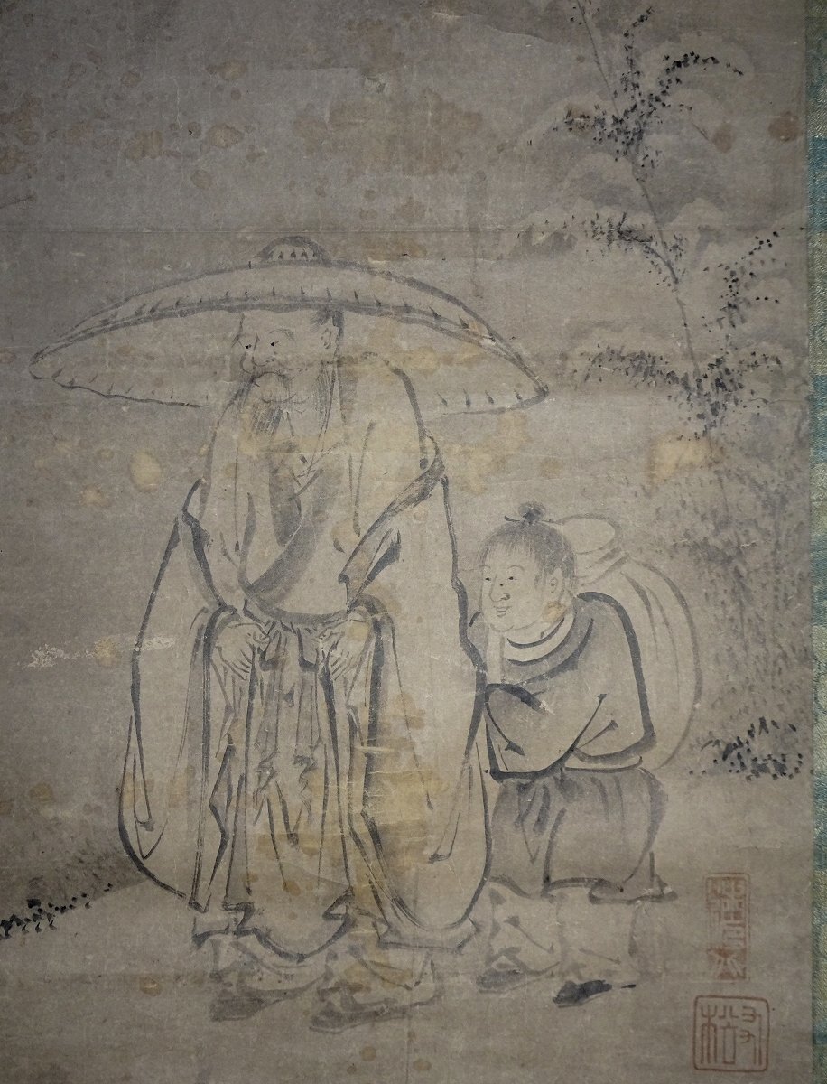 掛け軸】 狩野探幽 「龍頭観音像」 真作 真筆保証 名品 絹本 江戸時代