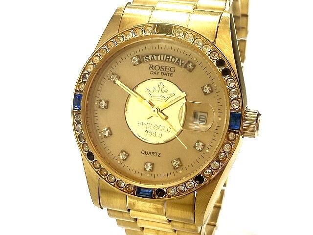 ロゼック ROSEG FINE GOLD 999.9 刻印 腕時計 クォーツ 3針 時計