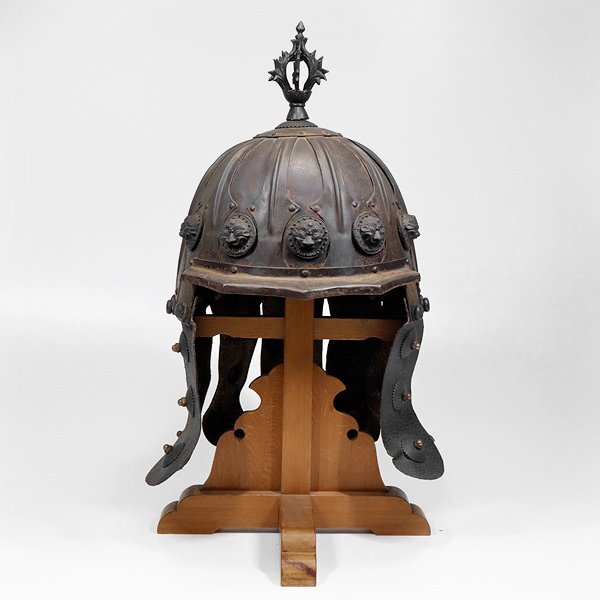 古美術品】ZK009 時代物 モンゴル帝国 モンゴル軍 鉄兜・鉄冑・鉄眉庇