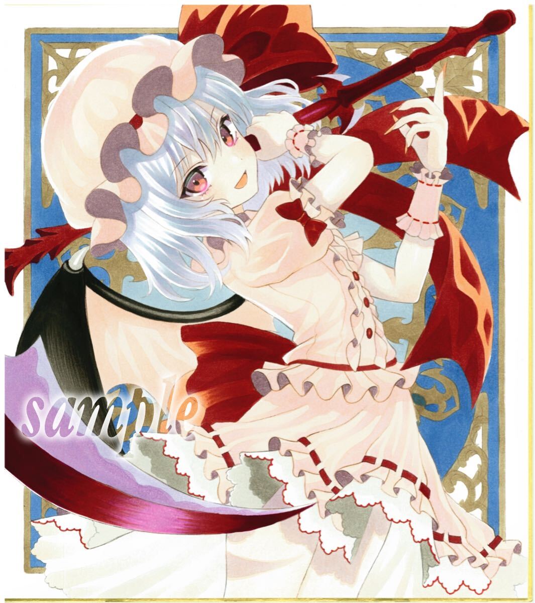 新品】□同人手描きイラスト□東方project八雲藍&橙□色紙□24×27cmの