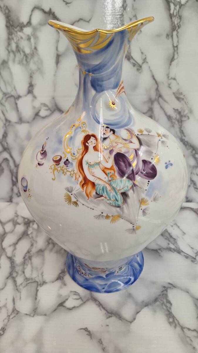 中古】深川製磁 花瓶 花器 金彩 インテリア コレクション 花入 飾り 染
