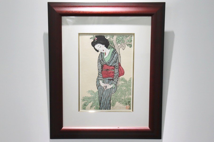 掛け軸　竹久夢二　肉筆美人画　合わせ箱　書画、骨董品、美術品 中古】旧家から～◇ 竹久夢二 肉筆 掛軸 二重箱 日本画 【ある夏の夜