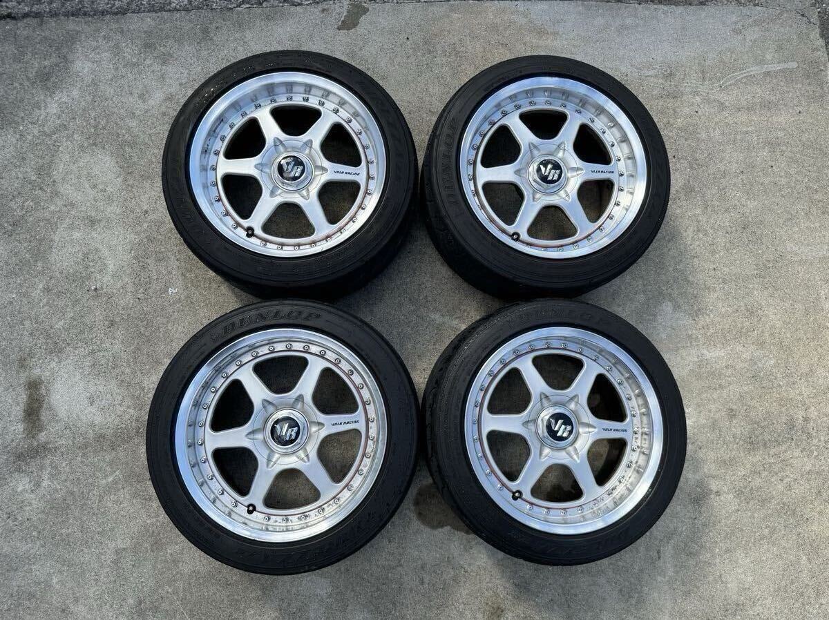 P1 レーシング 17インチ 8J+32 5穴 PCD114.3 225 45 R17 タイヤ付
