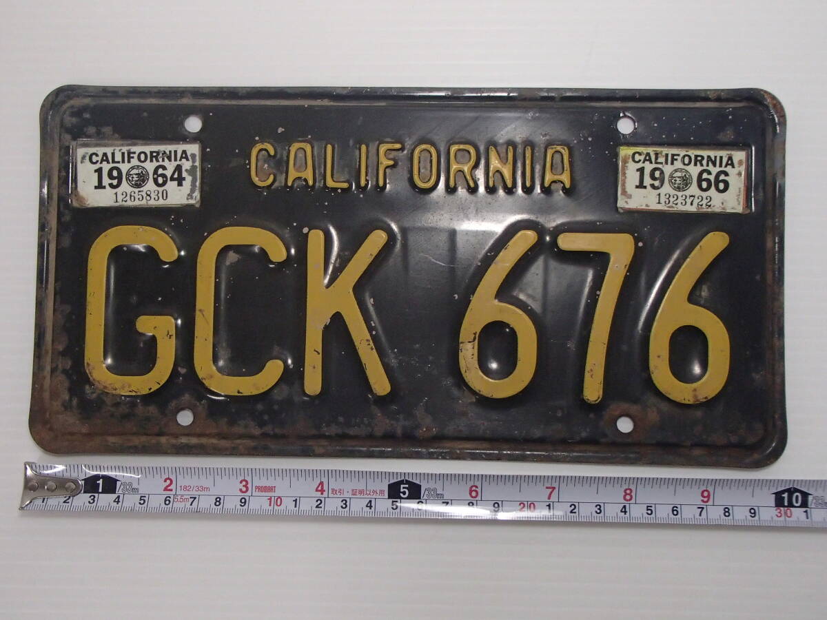 OLD カリフォルニア州アンティーク黒ナンバープレート　USAヴィンテージ西海岸 アメリカ カリフォルニア州 ナンバープレート 黒ナンバー バイク用