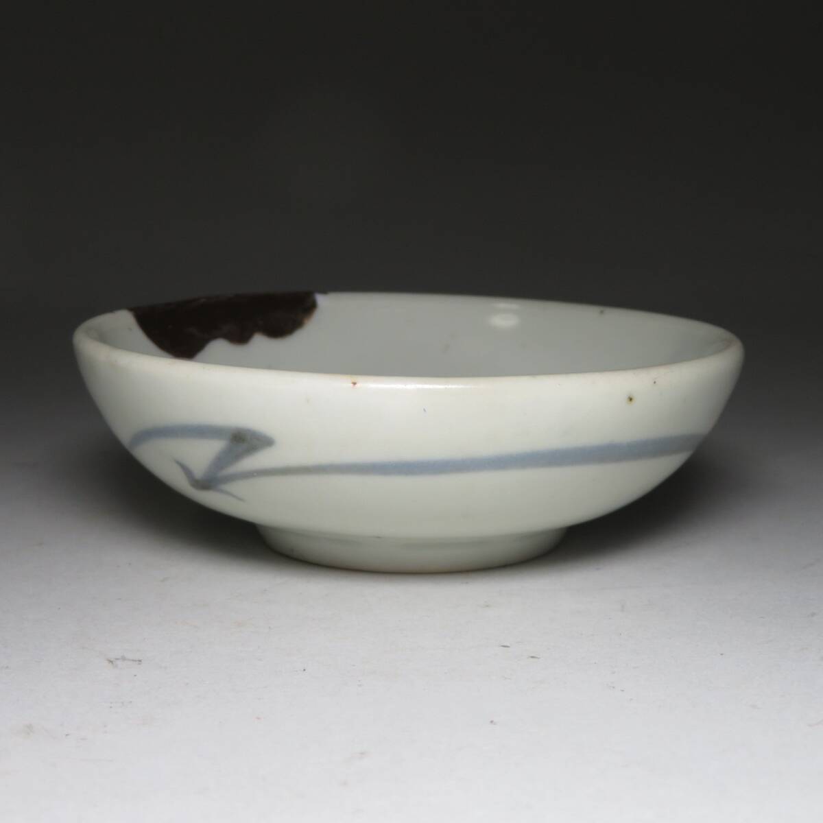 古伊万里 くらわんか碗 梅竹文茶碗 染付 厚底 江戸中期 ～後期 検 初期
