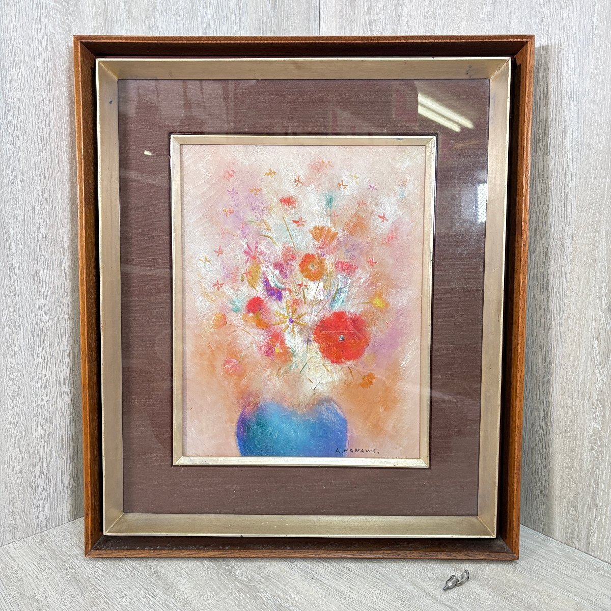 Z870. 日本人洋画家【五味悌四郎】作 『桃』 F3号 油彩 額装 / 美術品