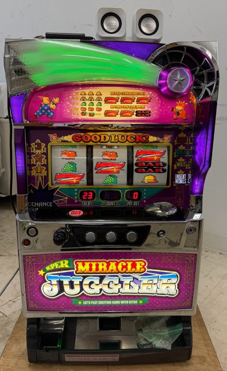 パチスロ実機 5号機 スーパーミラクルジャグラー コイン不要機付 フル