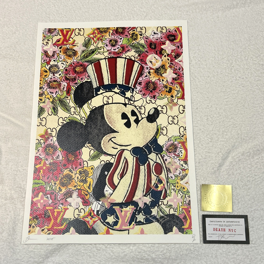 ディズニー、アメックス 現代アートポスターコラボ 世界限定100枚 サイン入り 新品】送料198円【アートポスター 】222 アメックス ゴールド ミッキー