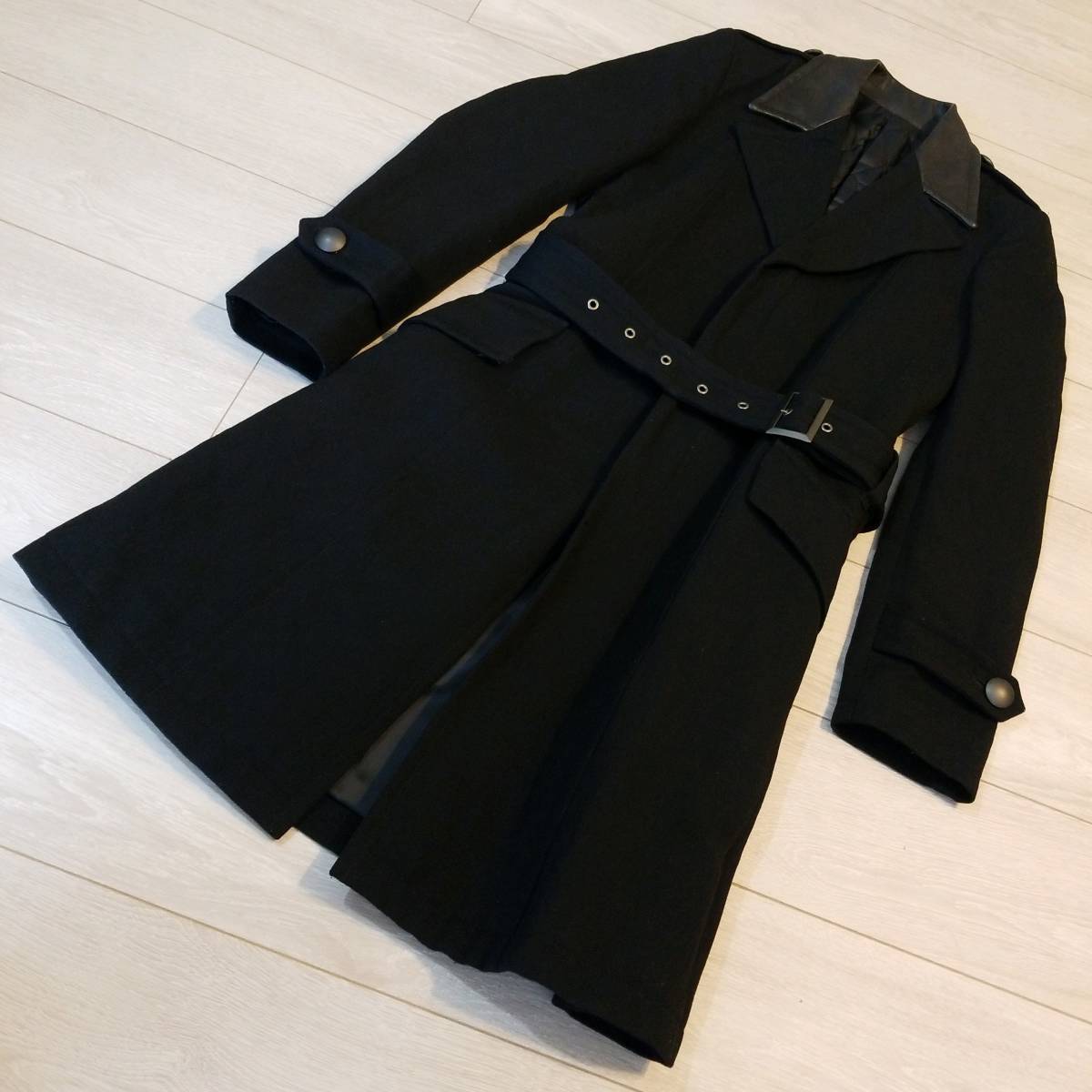 T778 美品 5351 Pour Les Hommes プールオム ロング コート 1 トレンチコート ウール 毛 レザー ベルト 黒 ブラック メンズ の落札情報詳細 ヤフオク落札価格情報 オークフリー スマートフォン版