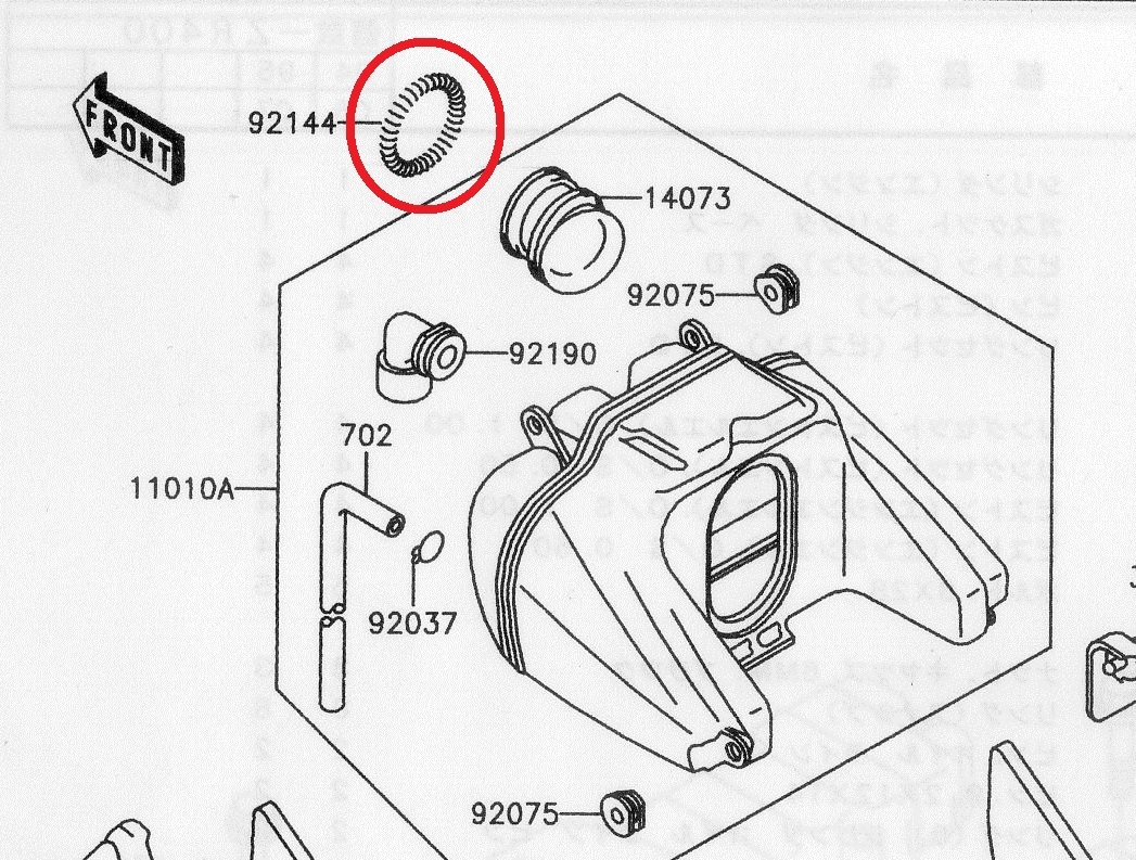 ゼファー400/χ 純正 インシュレーター バンド Oリング キャブレター