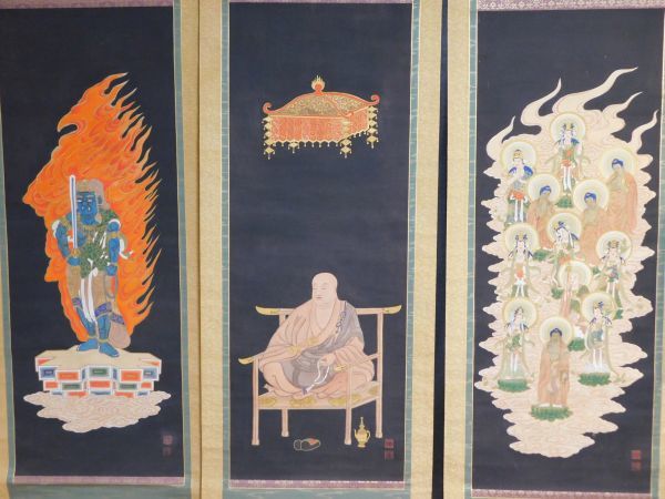 「極彩色木版画 十三仏」江戸時代 １枚|仏教美術 仏画 木版刷り 和本 熱い販売 極彩色「十三仏」1枚|仏教美術 江戸時代筆 仏像 古典籍