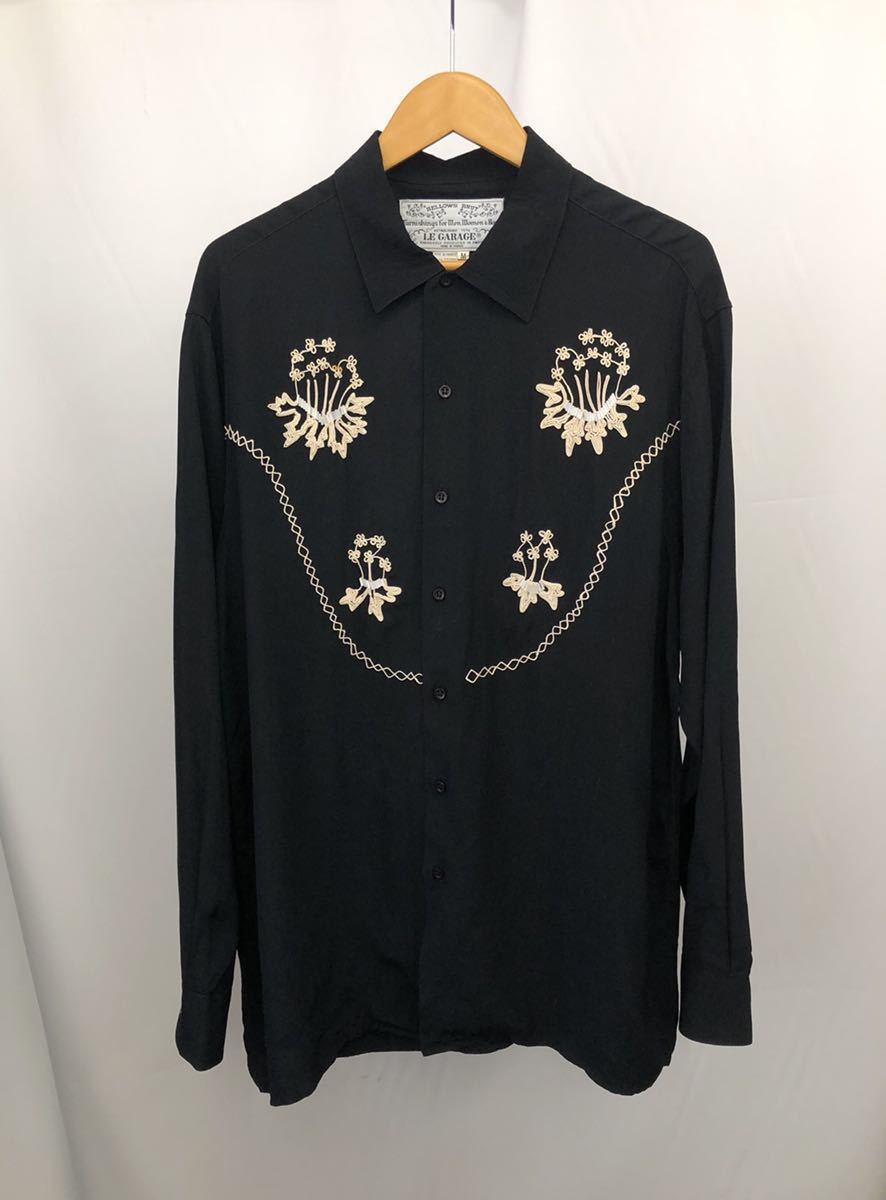 即決 LE GARAGE フランス製 刺繍 レーヨン デザインシャツ 長袖シャツ 即決 LE GARAGE フランス製 刺繍 レーヨン デザインシャツ 長袖シャツ