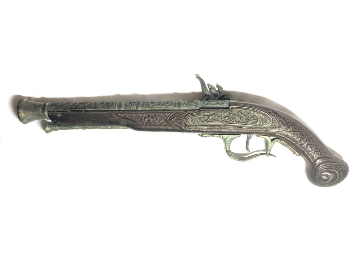 古式銃　装飾銃レプリカ　リアルウッド　全長112ｃｍ　重さ1.9㎏ＸZ 3447 Amazon.co.jp: DENIX フリントロック古式銃 レプリカ DX1228