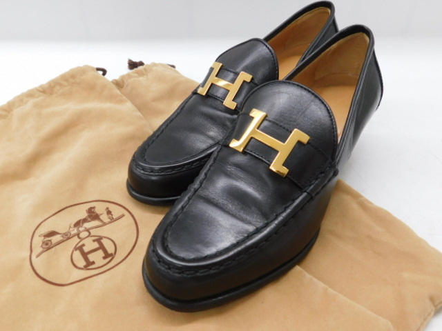 大2496 正規 エルメス Hermes パンプス ローファー 革 レザー Hロゴ H金具 黒 ブラック 靴 シューズ レディース イタリア製 36 1 2 36 5 の落札情報詳細 ヤフオク落札価格情報 オークフリー スマートフォン版