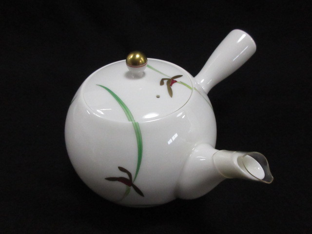 ☆美品☆紅蘭社 グリーン金蘭 金彩 急須・湯呑み5客セット 茶器 茶道具