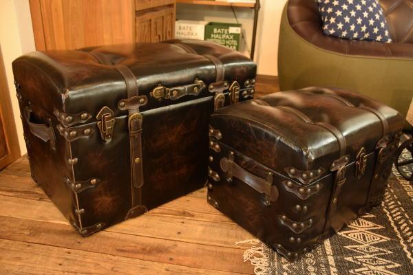宝箱 スツール 大型アンティーク宝箱スツールセット アンティーク宝箱
