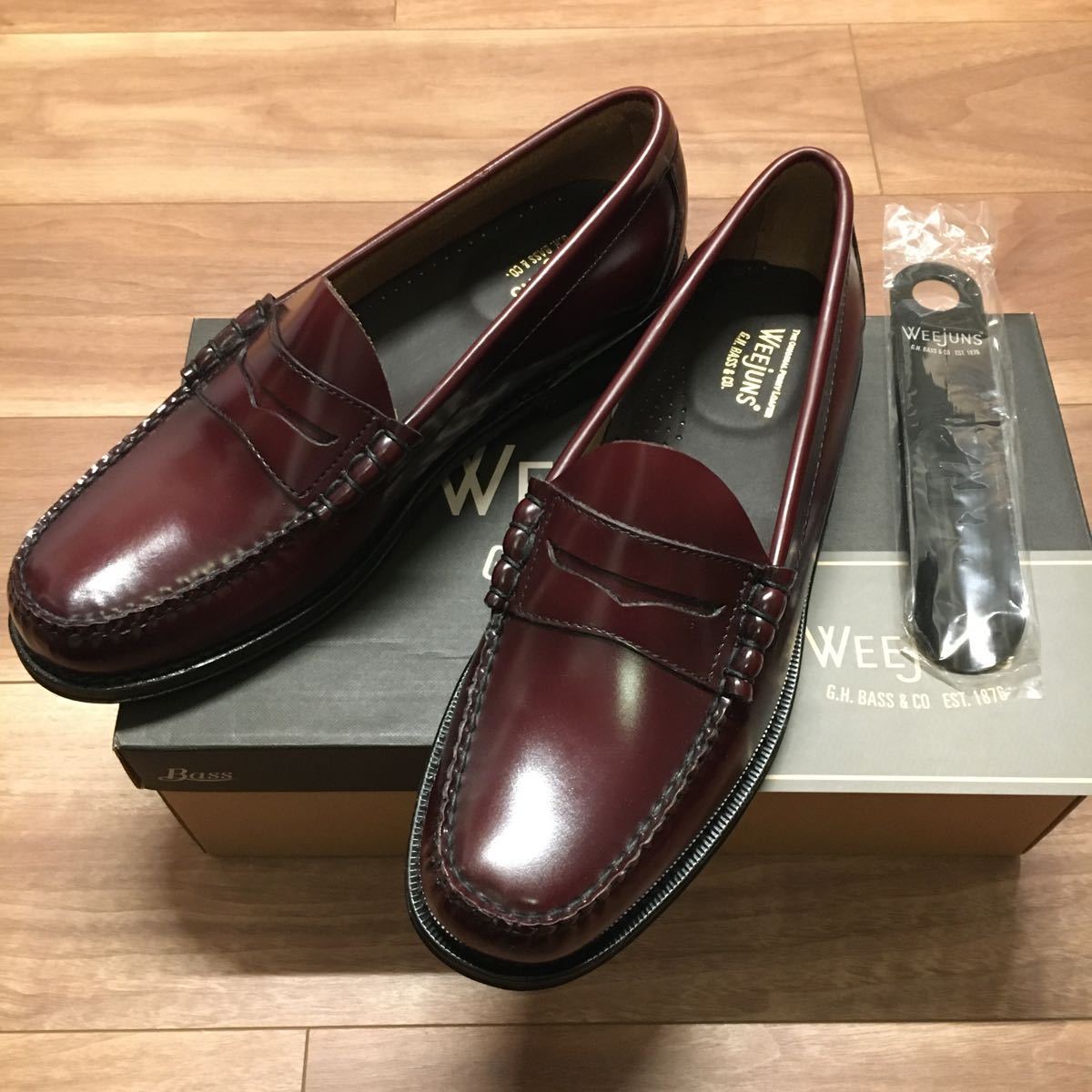 新品/G.H.BASS/ジーエイチバス/ラーソン/ローファー/WINE/ワイン/ワイズE/ba11010-0nn/28.5cm 24ss 新品  ジーエイチバス LARSON US9 (ジーエイチ