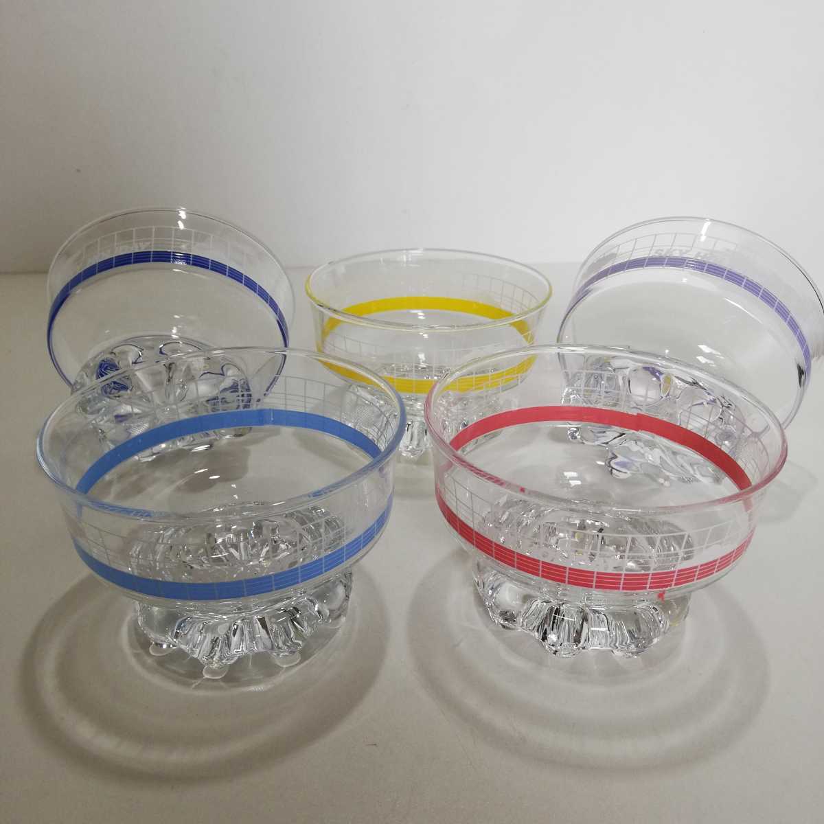 昭和レトロ　アイスクリームセット　東洋ガラス製　未使用品 新品】昭和レトロポップ 東洋ガラス SKY HOLIDAY アイスクリームセット