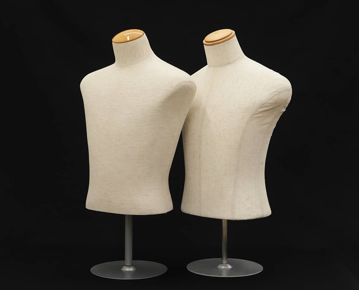 メンズ 上半身 トルソー マネキン 土台付き 2体セット 男性 メンズ 上半身 トルソー マネキン 土台付【2体セット】