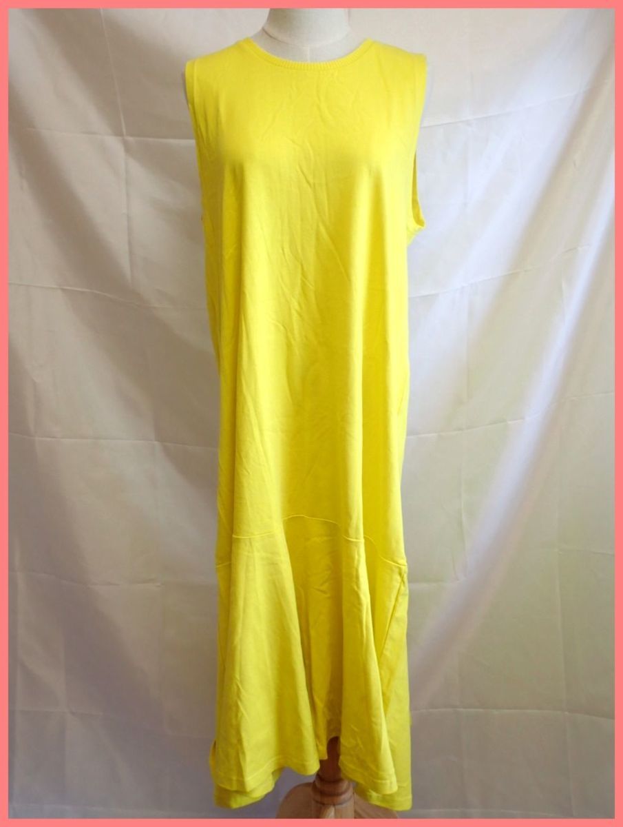 試着のみ Zara ザラ ノースリーブ ニットワンピース L ミモレ丈 イエロー コットン100 裾フリル クルーネック の落札情報詳細 ヤフオク落札価格情報 オークフリー スマートフォン版