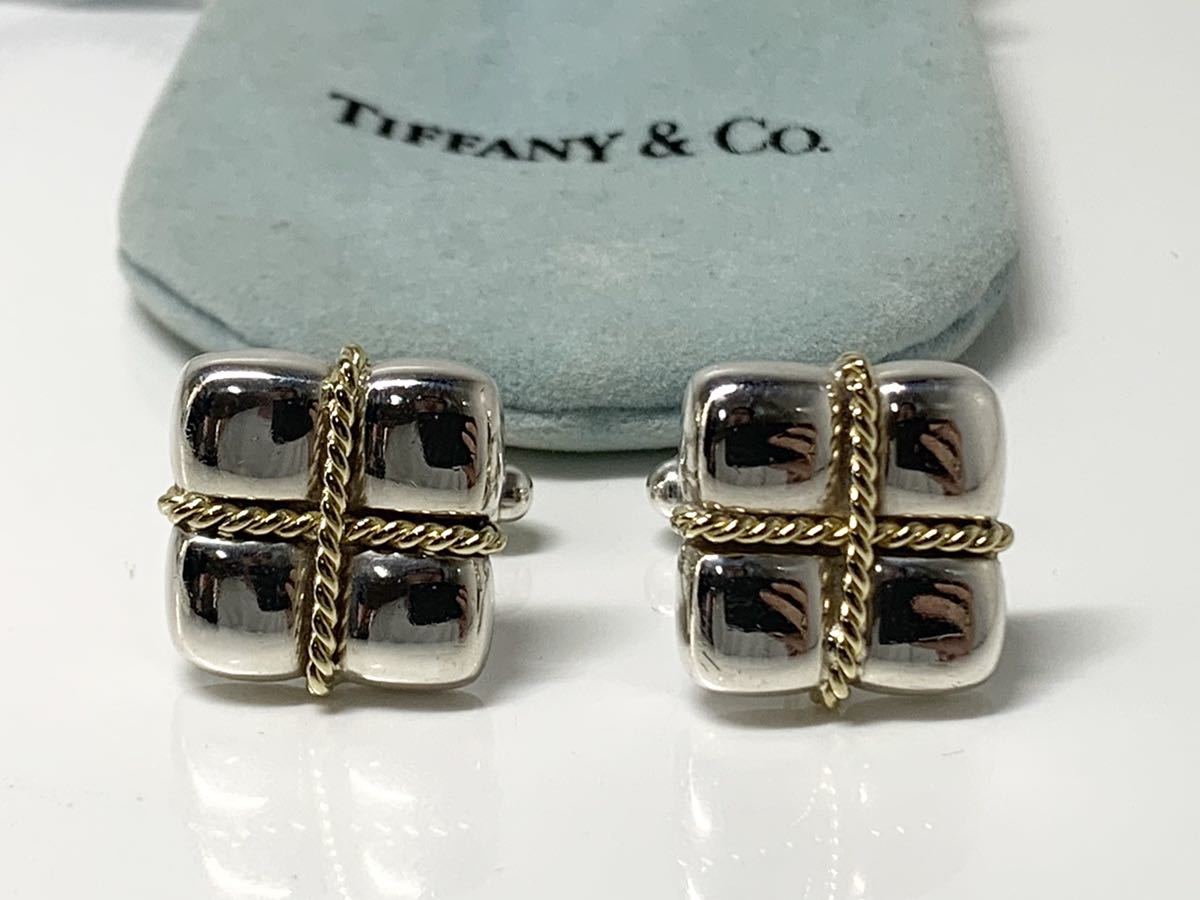 ティファニー コンビ カフス 925 K18 750 オールド ヴィンテージ オールドティファニー シグネチャー 925 750 コンビ カフス PC2e