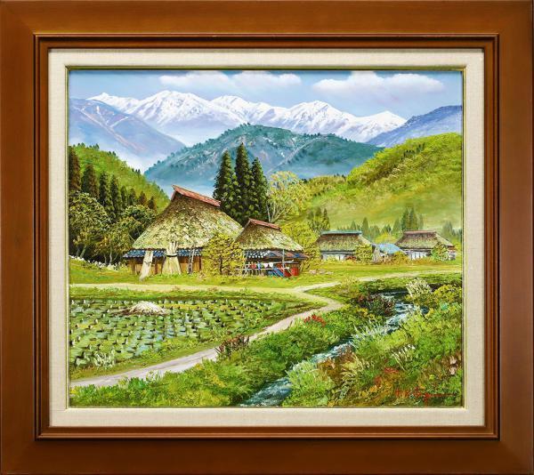 特価オススメ作品!＊油彩画 北川照生 10号 「安曇野の山郷」