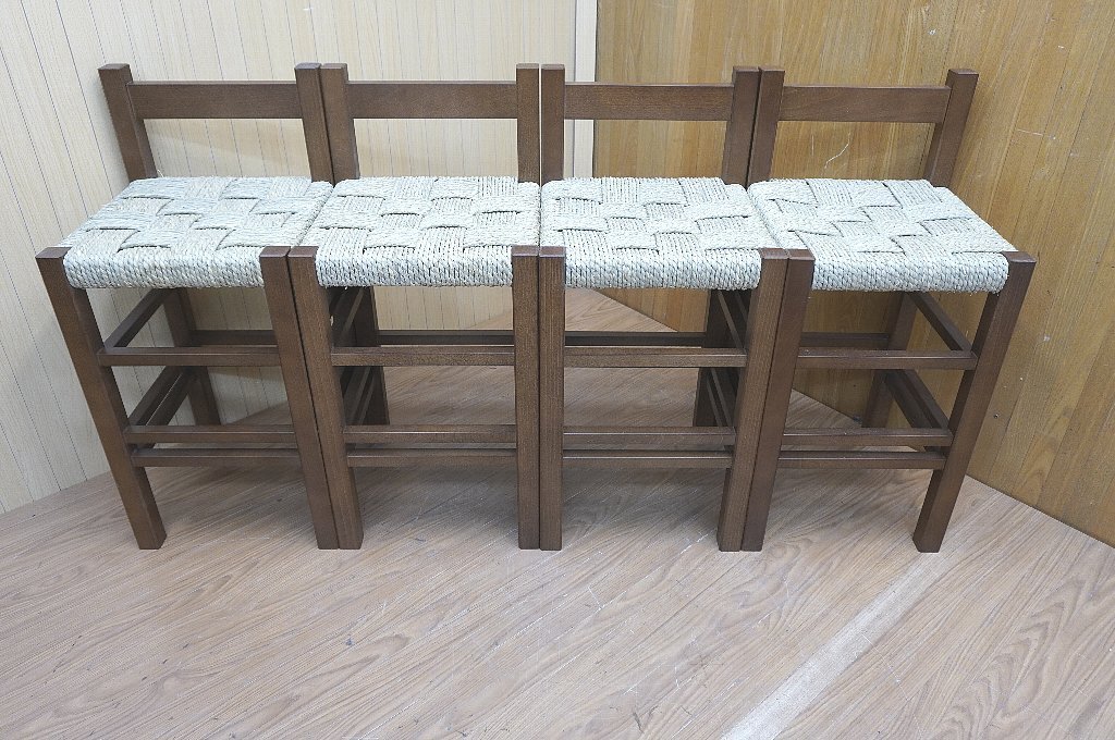 新品 I077 11 未使用 Adal アダル 店舗椅子 和風 カウンターチェア ４脚セット ダークブラウン 高 木場処 ヒノエ 縄編み座面 和 の落札情報詳細 ヤフオク落札価格情報 オークフリー スマートフォン版
