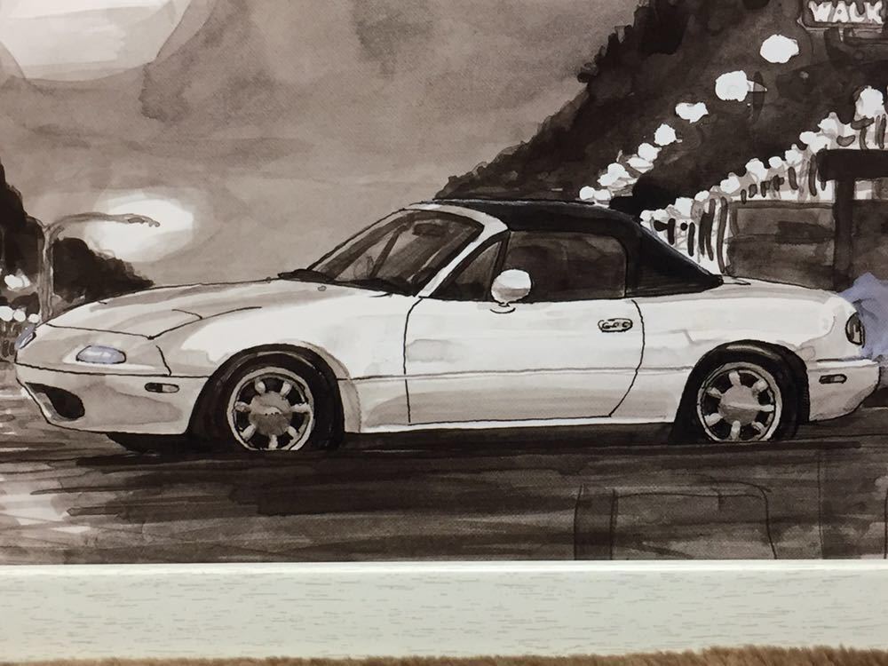 Bow イラスト ユーノス ロードスター Na モノクロ 額付き カレンダーカット マツダ 額サイズ325 235mm 車 絵 カーマガジン の落札情報詳細 ヤフオク落札価格情報 オークフリー スマートフォン版