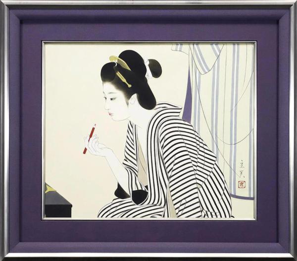 真作WISH志村立美「初詣」木版画 約8号 □志村立美□ 【美人