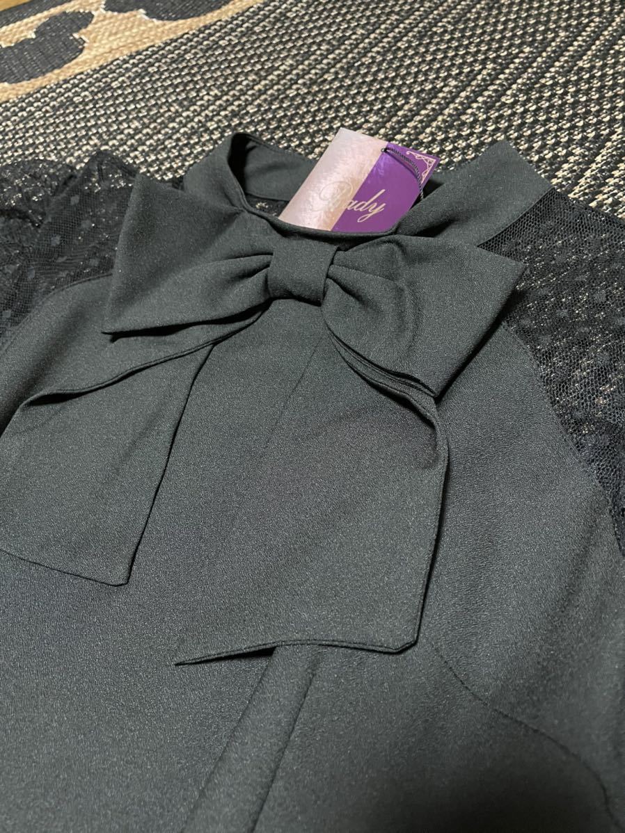 新品 Rady 新品タグ付 リボンタイ 袖レース 黒 ロングドレス ロングワンピ サイズs の落札情報詳細 ヤフオク落札価格情報 オークフリー スマートフォン版