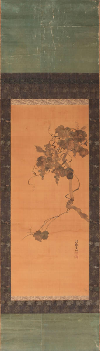 尾形光琳 葡萄に栗鼠図竪物（掛軸 掛物 茶掛 近世絵画 水墨画 日本画