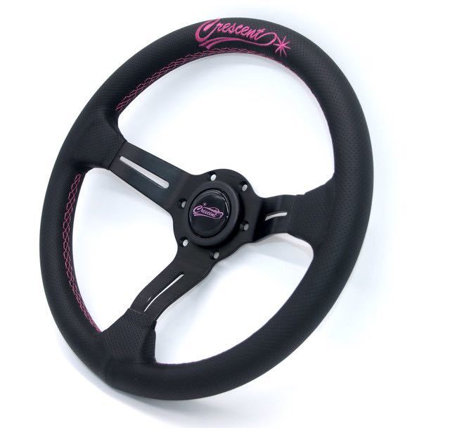 Crescent ステアリングホイール ブラック/ピンク新品未使用 新品】Crescent PINK Original steering wheel.330mm クレセント