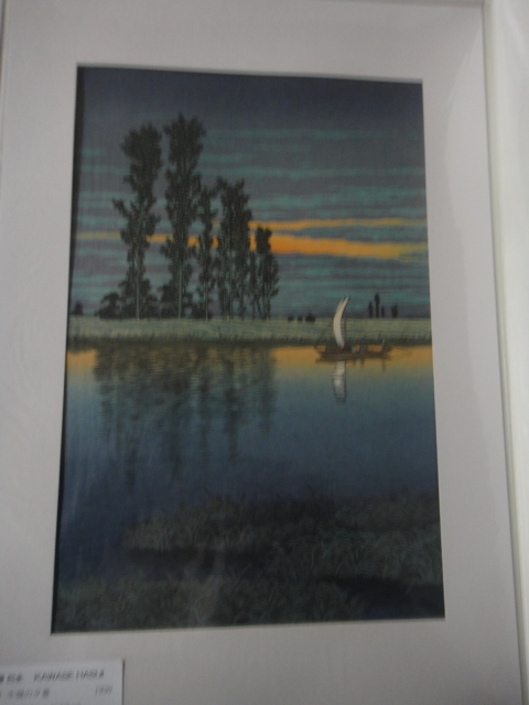 川瀬巴水 木版画 「牛堀の夕暮れ」後刷り 版元－渡邊木版美術画舗から