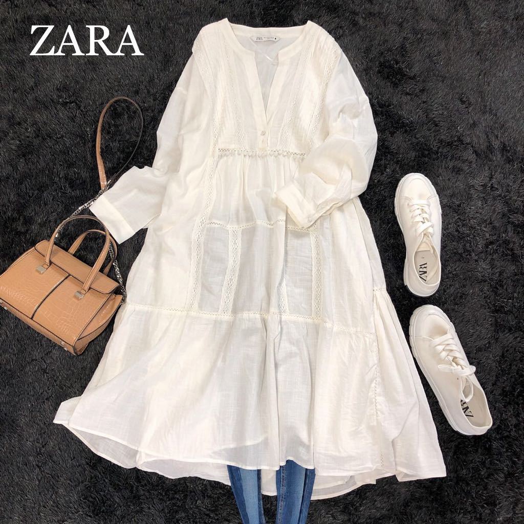Zara 大人可愛いスタイル ふんわりコットン100 ゆったりロングフレアワンピース ノーカラー ザラ 送料198円 の落札情報詳細 ヤフオク落札価格情報 オークフリー スマートフォン版