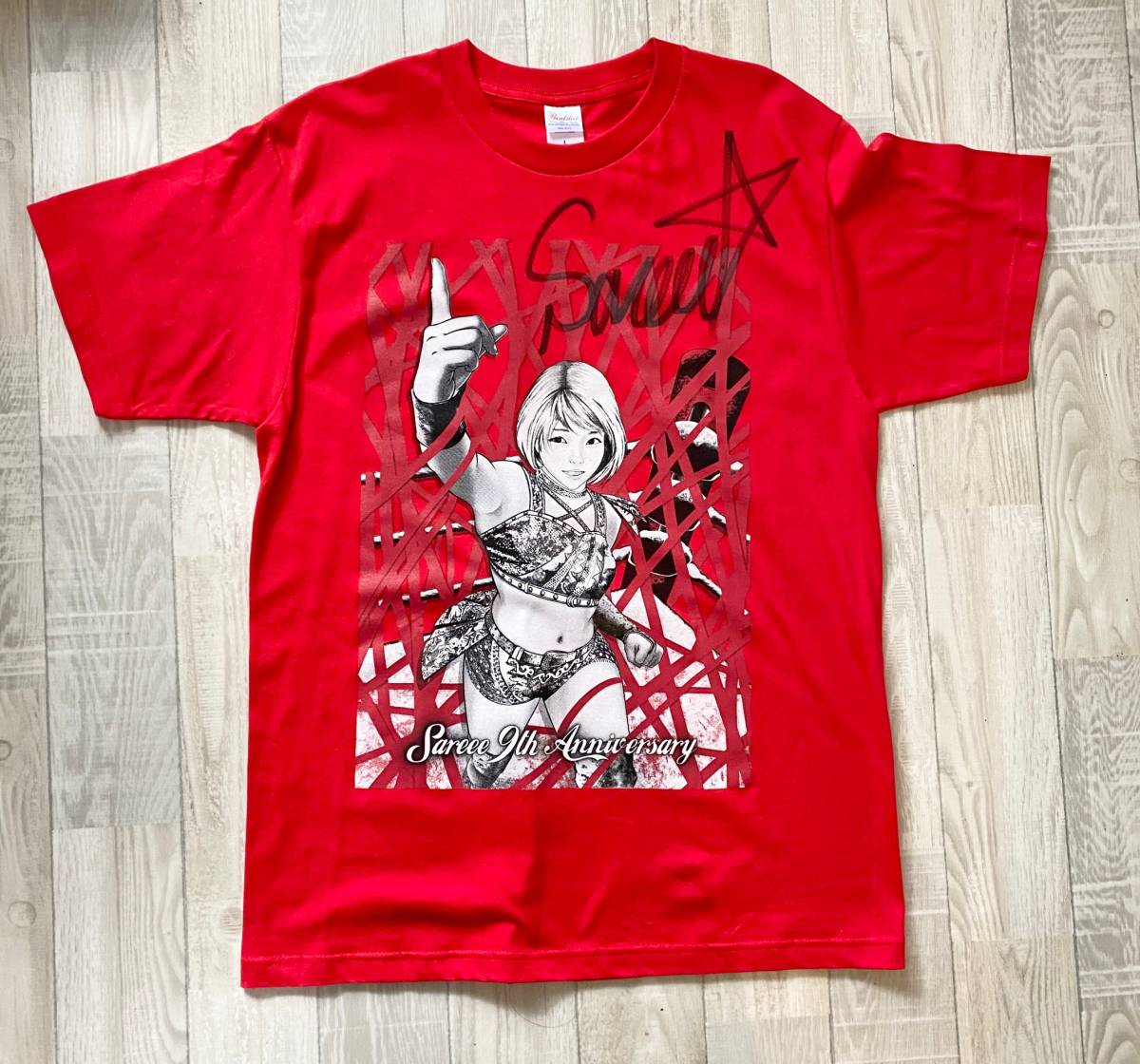 新品】【未使用品】女子プロレス sareee Tシャツ Lサイズ 直筆サイン