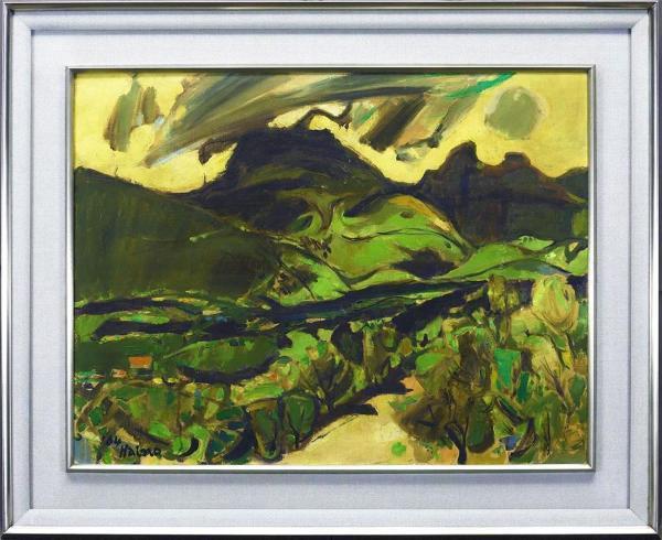 油彩 那須 （田村一男 「 残秋那須 」 額装 油絵 油彩 風景画