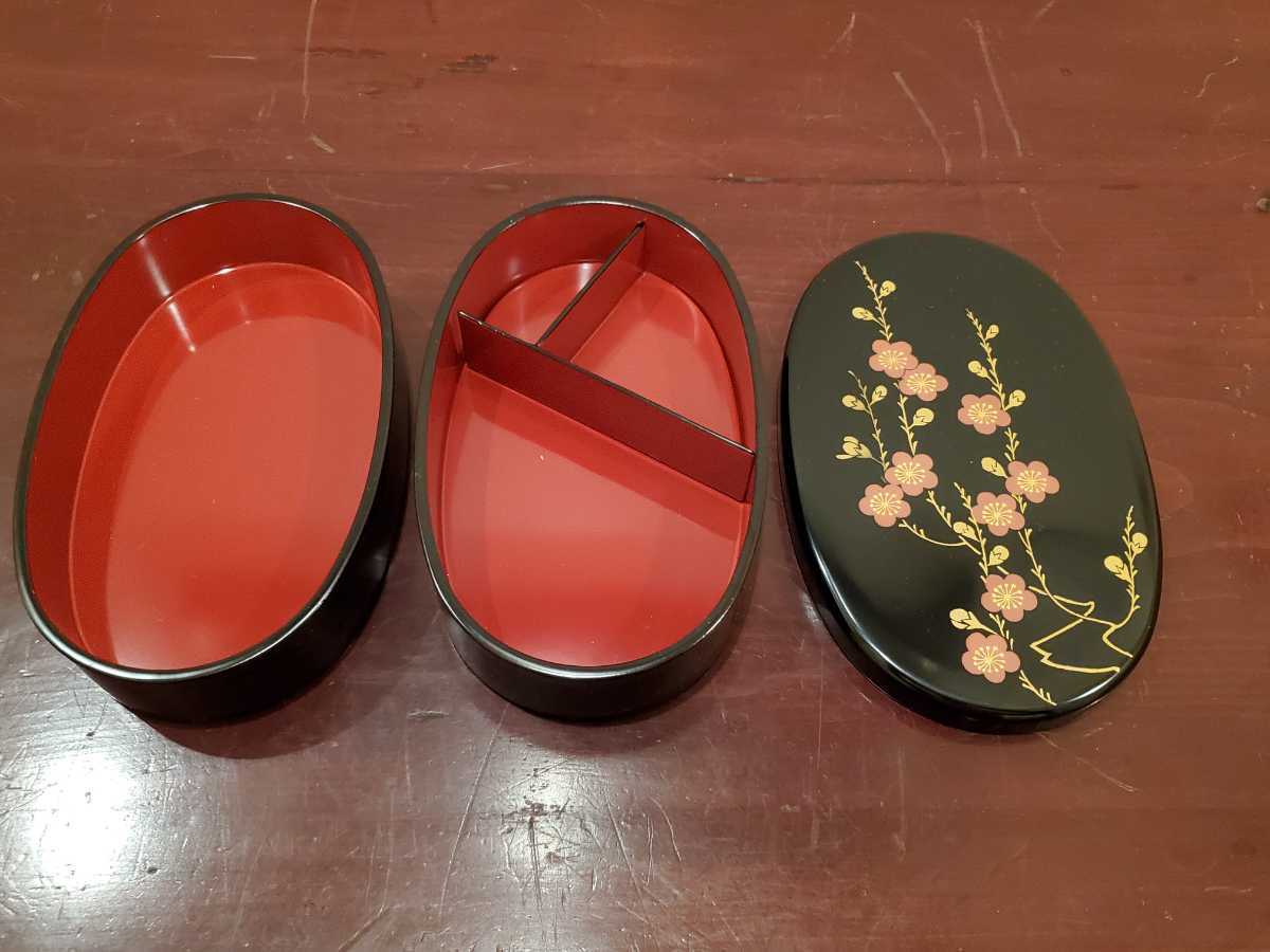 輪島塗蒔絵付半月弁当箱2客セット