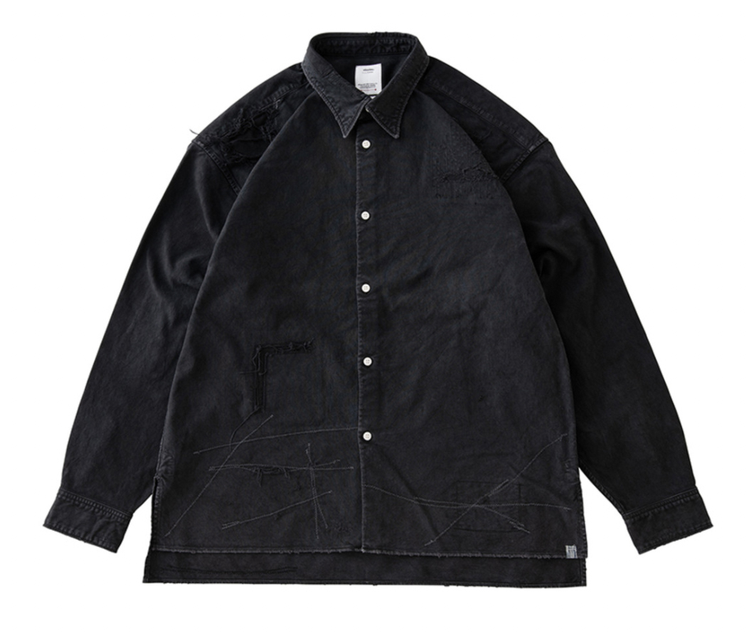 visvim TRAVAIL SHIRT L/S CRASH Mサイズ 2 BLACK ブラック 黒 