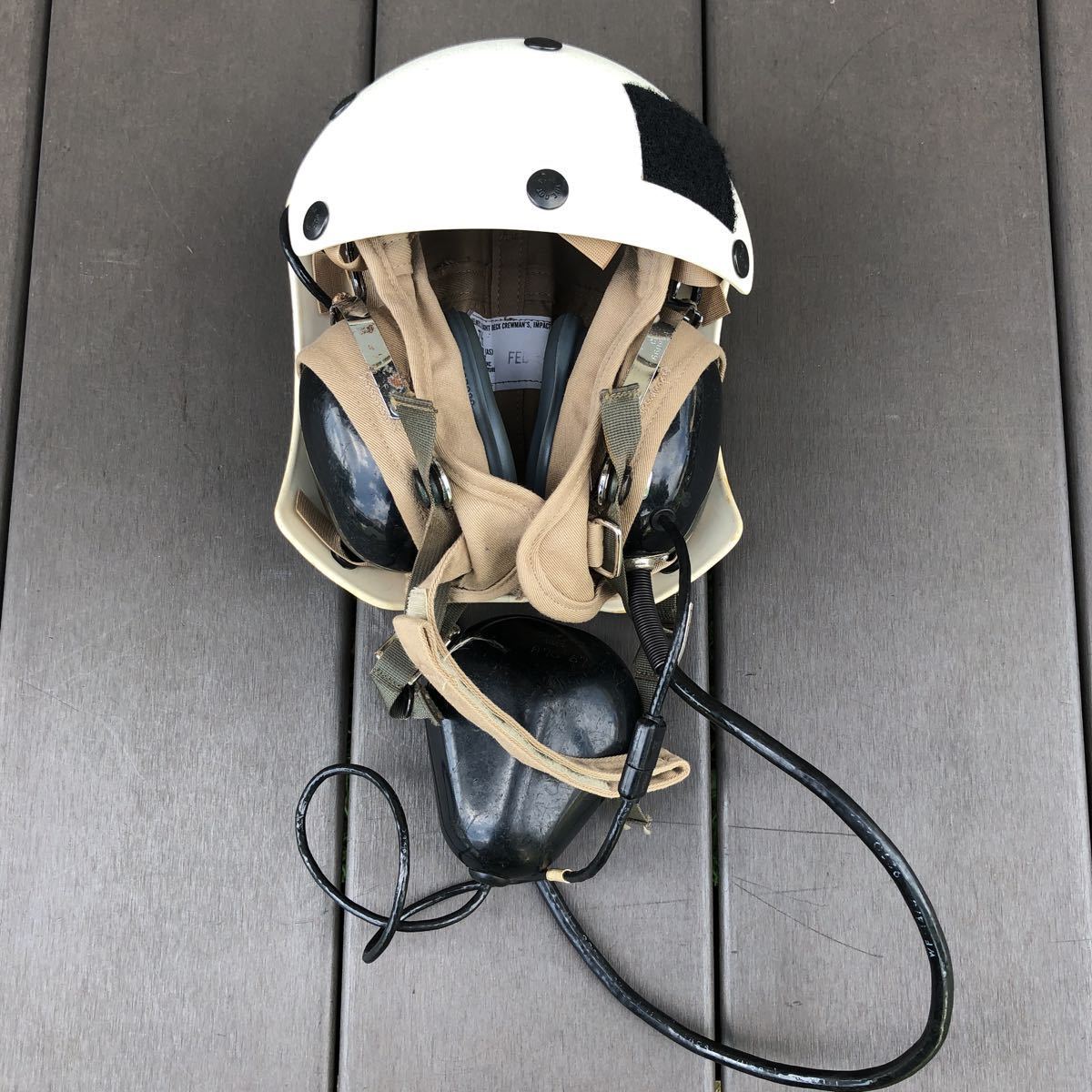 アメリカ海軍　フライトデッキクルーヘルメット　1990年製 貴重品 実物 アメリカ海軍 デッキクルーヘルメット ヘッドセット David