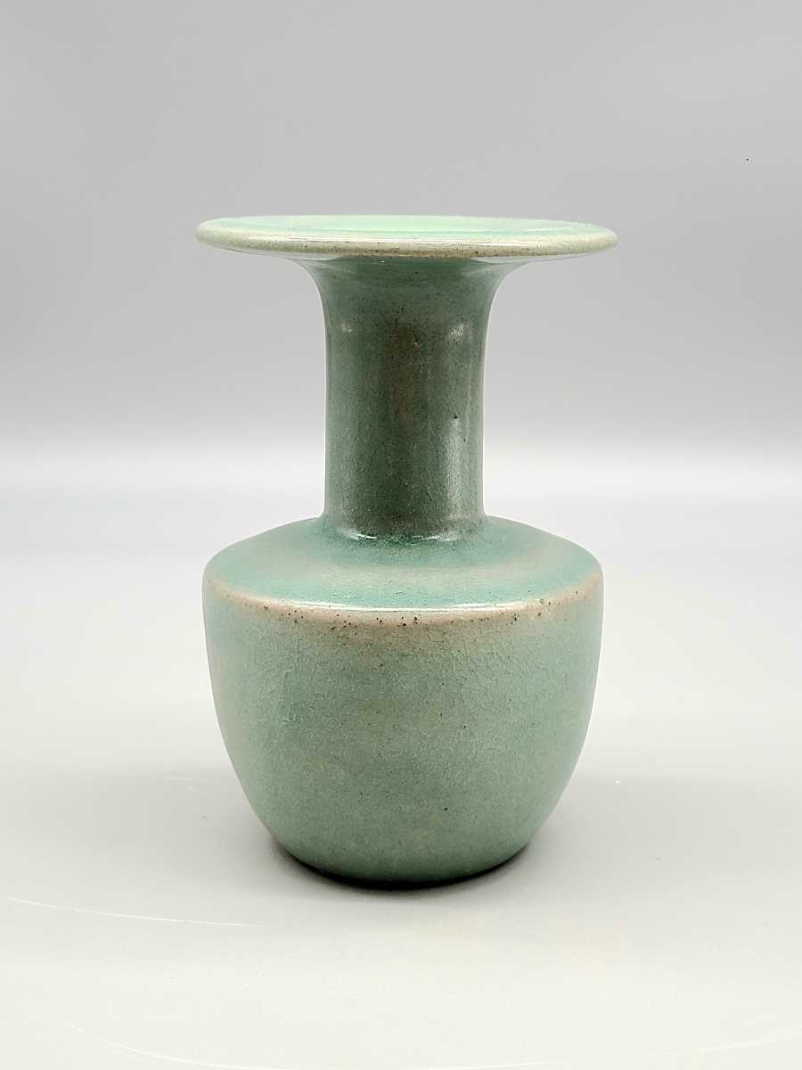 目立った傷や汚れなし】127．高麗青磁 砧形瓶 立花 高さ約：14cm 朝鮮